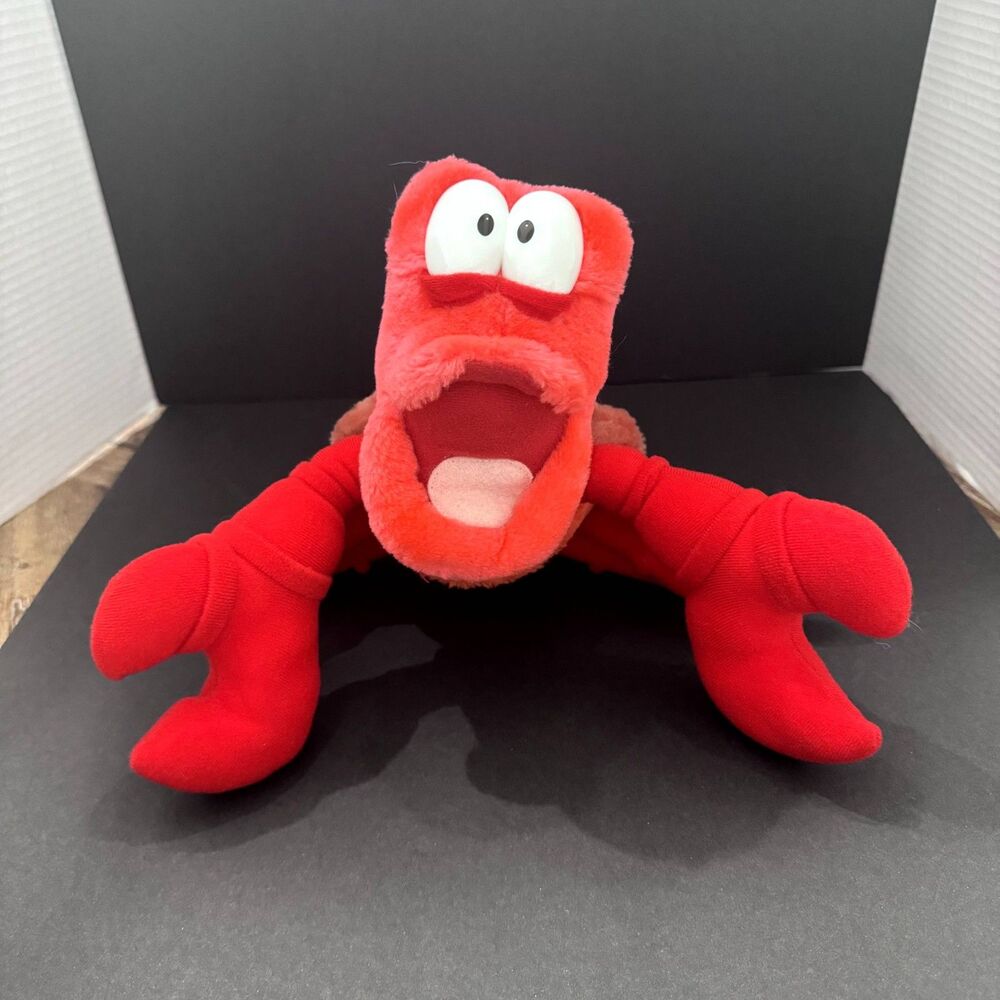 Disney Little Mermaid Sebastian Plush Stuffed Animal Plastic Eyes Tyco Vintage